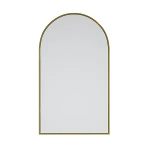Arched Gold Satin Brass Metal Frame Bathroom Mirror - 96cm x 56cm by Luxe Mirrors, a Vanity Mirrors for sale on Style Sourcebook