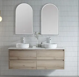 Gun Metal Grey Arch 500D LED Mirror 90cm x 50cm by Luxe Mirrors, a Vanity Mirrors for sale on Style Sourcebook