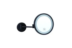 Black Round Shaving/Make Up Mirror LED Light 3x Magnification 25cm by Luxe Mirrors, a Shaving Cabinets for sale on Style Sourcebook
