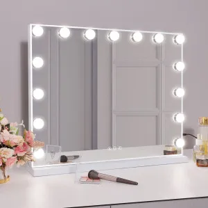 Rectangle White Silver LED Makeup Mirror 46cm x 58cm by Luxe Mirrors, a Illuminated Mirrors for sale on Style Sourcebook