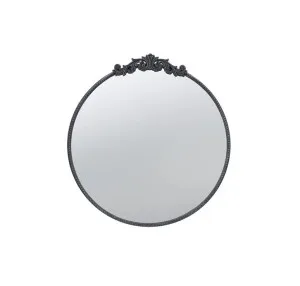 Classic Black Baroque Round Wall Mirror 76cm by Luxe Mirrors, a Mirrors for sale on Style Sourcebook
