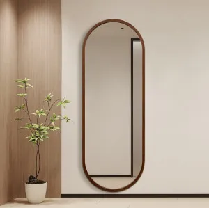 Contemporary Oval Walnut Wood Floor Mirror 60cm x 168cm by Luxe Mirrors, a Mirrors for sale on Style Sourcebook