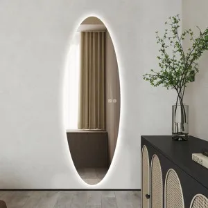 Elegant Frameless Oval LED Wall Mirror 50cm x 150cm by Luxe Mirrors, a Illuminated Mirrors for sale on Style Sourcebook