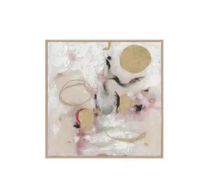 Hand-Painted Blush & Gold Abstract Wall Art Canvas 100cm x 100cm by Luxe Mirrors, a Prints for sale on Style Sourcebook