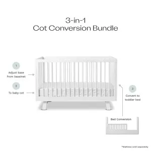Aspen White 3-in-1 Cot Conversion Bundle - Mocka by Mocka., a Cots & Bassinets for sale on Style Sourcebook