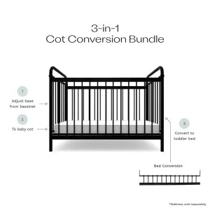 Sonata Black 3-in-1 Cot Conversion Bundle - Mocka by Mocka., a Cots & Bassinets for sale on Style Sourcebook