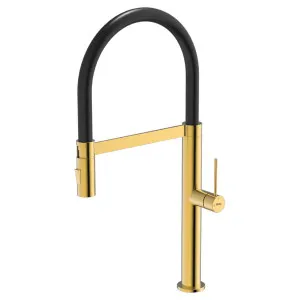 Abey 304 Chef Pull Out Kitchen Mixer Tap with Dual Spray Gold KTA019-G by Abey, a Kitchen Taps & Mixers for sale on Style Sourcebook