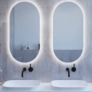 Thermogroup Ablaze 500x1000x45 61W Backlit Pill Bathroom Mirror with Demister - Cool Light SO500C by Thermogroup, a Mirrors for sale on Style Sourcebook