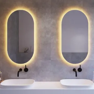Thermogroup Ablaze 500x1000x45 61W Backlit Pill Bathroom Mirror with Demister - Warm Light SO500W by Thermogroup, a Mirrors for sale on Style Sourcebook