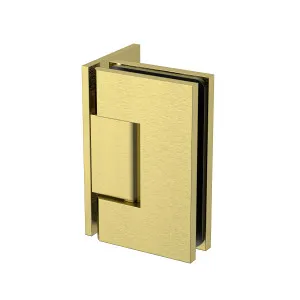 Industry Wall to Glass 90 Degree Hinge with L Type Mounting Plate - Brushed Brass by Estelle, a Shower Hinges for sale on Style Sourcebook