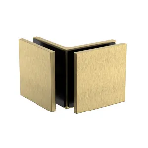 Industry Glass to Glass 90 Degree Bracket Soft Gold Brushed by Estelle, a Shower Hinges for sale on Style Sourcebook