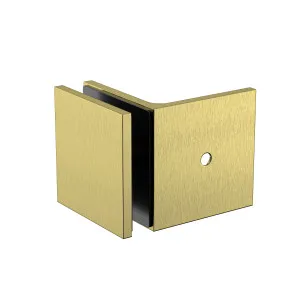 Industry 90 Degree Wall to Glass Bracket Brushed Brass by Estelle, a Shower Hinges for sale on Style Sourcebook