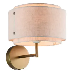 Nordlux Takai Sculptural Linen Wall Light with Brass Handle - Beige by Nordlux, a Lighting for sale on Style Sourcebook