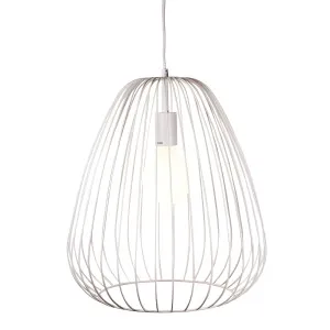 Oriel Lighting Pera Medium Industrial Wire Cage Pendant - White by Oriel Lighting, a Lighting for sale on Style Sourcebook