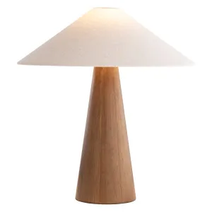 Mayfield Pyra Timber Table Lamp with Wide Linen Shade - Walnut by Mayfield, a Lamps for sale on Style Sourcebook