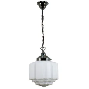 St Kilda Art Deco Opal Matte Glass Pendant - Chrome by Lighting Inspirations, a Lighting for sale on Style Sourcebook