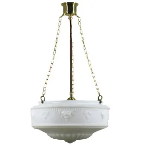 Senator Art Deco Large Textured Opal Glass Pendant - Polished Brass by Lighting Inspirations, a Lighting for sale on Style Sourcebook