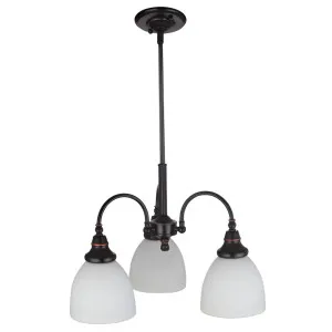 Benson Classic 3 Light Opal Glass Pendant - Bronze by Lighting Inspirations, a Lighting for sale on Style Sourcebook