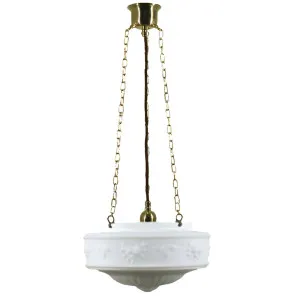 Senator Classic Art Deco Textured Opal Glass Pendant - Polished Brass by Lighting Inspirations, a Lighting for sale on Style Sourcebook