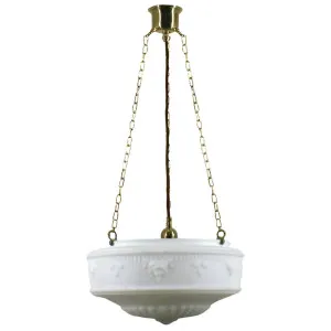 Senator Classic Medium Textured Opal Glass Pendant - Polished Brass by Lighting Inspirations, a Lighting for sale on Style Sourcebook
