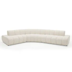 Talven 5 Seater Modular Curved Boucle Sofa in Cream White by Luxo Furniture, a Sofas for sale on Style Sourcebook