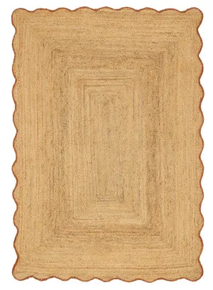 Kumari Natural Brown Scalloped Jute Rug by Miss Amara, a Contemporary Rugs for sale on Style Sourcebook