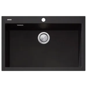 Oliveri Santorini Black Mega Bowl Topmount Sink Black ST-BL1591OF by Oliveri, a Kitchen Sinks for sale on Style Sourcebook