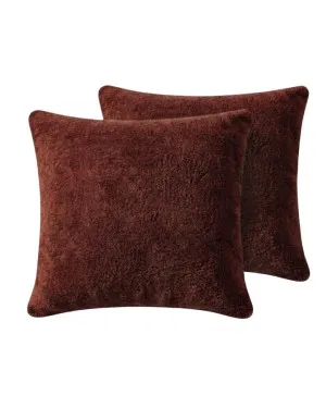 Deep Mahogany Snuggle Fleece European Pillowcase Pair by null, a Cushions, Decorative Pillows for sale on Style Sourcebook