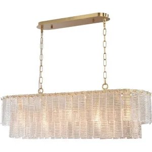 Alara 100cm 5 Light Bench Chandelier, Satin Brass by Lighting Inspirations, a Chandeliers for sale on Style Sourcebook
