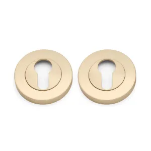 Satin Brass Euro Escutcheon (Pair) - Solid Brass by Manovella, a Door Hardware for sale on Style Sourcebook