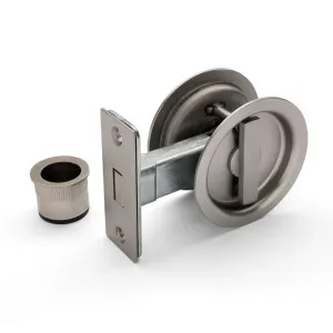 Brushed Nickel Round Sliding Cavity Privacy Lock by Manovella, a Door Hardware for sale on Style Sourcebook