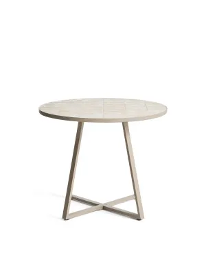 Tella round table in galvanised steel with beige tiles Ø90cm by Kave Home, a Tables for sale on Style Sourcebook