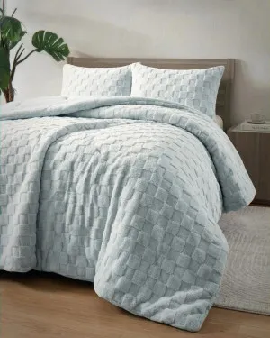 Soft Blue Checkered Snuggle Fleece Comforter Set by null, a Quilts & Bedspreads for sale on Style Sourcebook