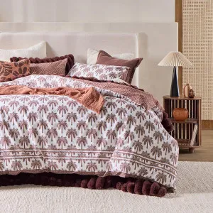 Pillow Talk Zuri Palm Reversible Quilt Cover Set Chocolate Brown by Pillow Talk, a Quilt Covers for sale on Style Sourcebook