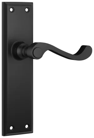 Milton Lever - Long Backplate - Matt Black by Tradco, a Door Hardware for sale on Style Sourcebook