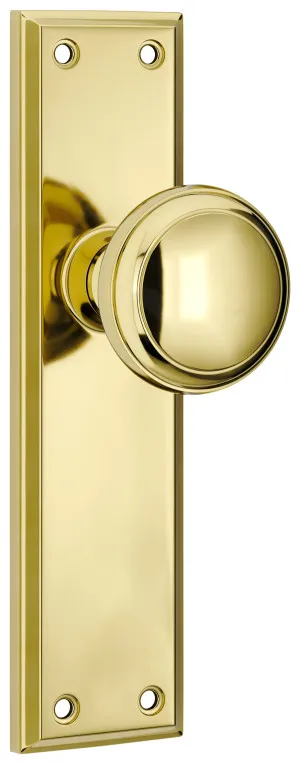 Milton Knob - Long Backplate - Polished Brass by Tradco, a Door Hardware for sale on Style Sourcebook