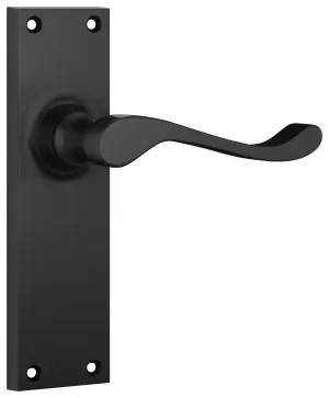 Victorian Lever - Long Backplate - Matt Black by Tradco, a Door Hardware for sale on Style Sourcebook