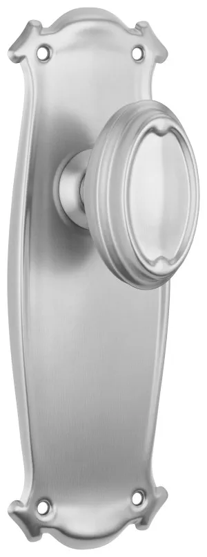 Bungalow Knob - Long Backplate - Satin Chrome by Tradco, a Door Hardware for sale on Style Sourcebook