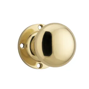Victorian Knob - Round Rose - Polished Brass by Tradco, a Door Hardware for sale on Style Sourcebook