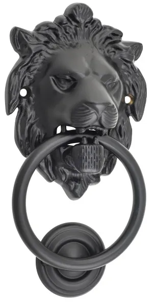 Lion Door Knocker - Matt Black by Tradco, a Door Hardware for sale on Style Sourcebook