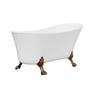 Clawfoot Freestanding Acrylic Bath, 1500mm, Brushed Copper Feet by Fienza, a Bathtubs for sale on Style Sourcebook