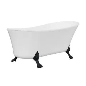 Clawfoot Freestanding Acrylic Bath, 1700mm, Matte Black Feet by Fienza, a Bathtubs for sale on Style Sourcebook