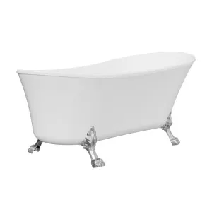 Clawfoot Freestanding Acrylic Bath, 1700mm, Brushed Nickel Feet by Fienza, a Bathtubs for sale on Style Sourcebook