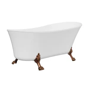 Clawfoot Freestanding Acrylic Bath, 1700mm, Brushed Copper Feet by Fienza, a Bathtubs for sale on Style Sourcebook