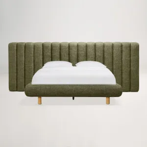 Arlo Floating Double Bed (Tufted Wide Headboard) Frame, Green, by Lounge Lovers by Lounge Lovers, a Beds & Bed Frames for sale on Style Sourcebook