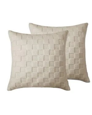 Sand Checkered Snuggle Fleece European Pillowcase Pair by null, a Cushions, Decorative Pillows for sale on Style Sourcebook