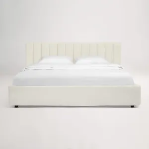 Arlo Storage King Bed (Tufted Headboard) Frame, Ivory, by Lounge Lovers by Lounge Lovers, a Beds & Bed Frames for sale on Style Sourcebook