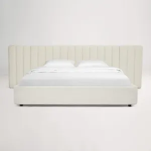 Arlo Storage King Bed (Tufted Wide Headboard) Frame, Ivory, by Lounge Lovers by Lounge Lovers, a Beds & Bed Frames for sale on Style Sourcebook
