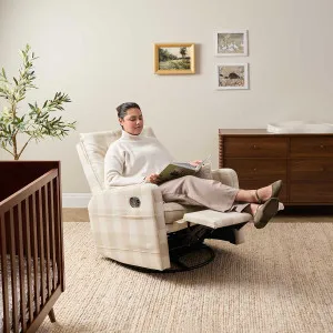Penny Gingham Recliner And Swivel Chair - Cream - Mocka by Mocka., a Chairs for sale on Style Sourcebook