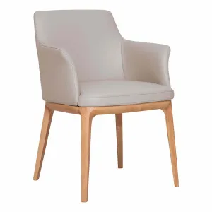Hayes Carver Dining Chair in Leather Light Mocha / Clear by OZ Design, a Dining Chairs for sale on Style Sourcebook